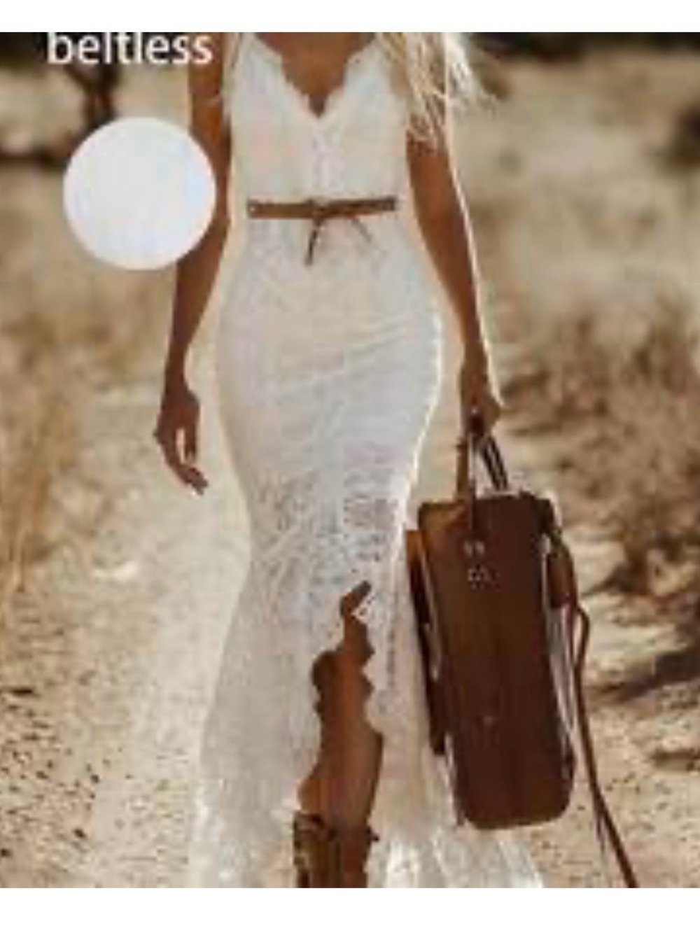 NWT SHEIN White Lace Midi Dress with Spaghetti Straps